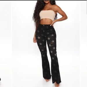 Fashion Nova got star power flare jeans 5 Black Casual Y2k Goth Grunge